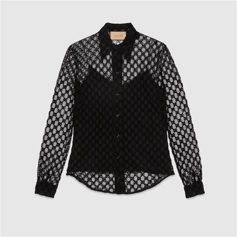 camicia gucci nera|camicia in tulle gucci.